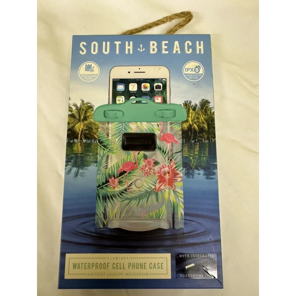 South Beach Waterproof Dust Sand Cell Phone Case Flamingo -New Airtight …